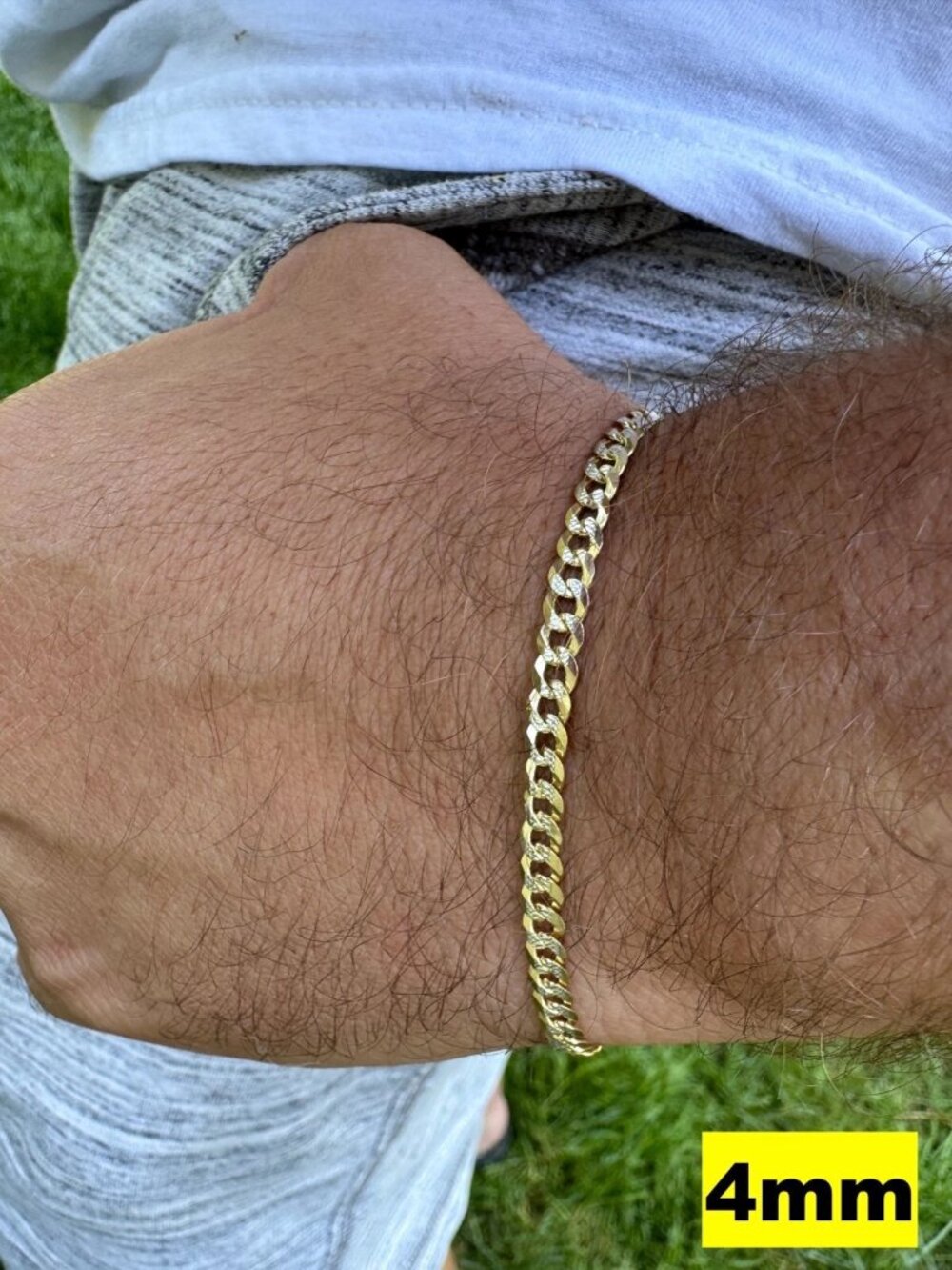 14K Plated Two-Tone Sterling Cuban Bracelet – 4mm